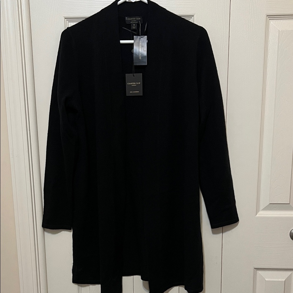 100% Cashmere, Charter Club Classic Black Cardigan.